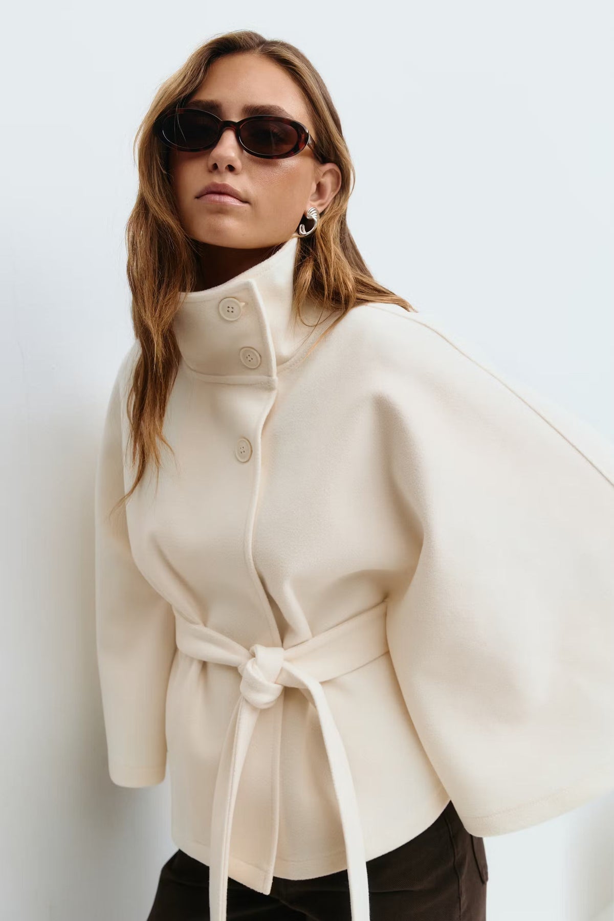 CÉLIANE | MANTEAU CAPE À CEINTURE POUR FEMMES