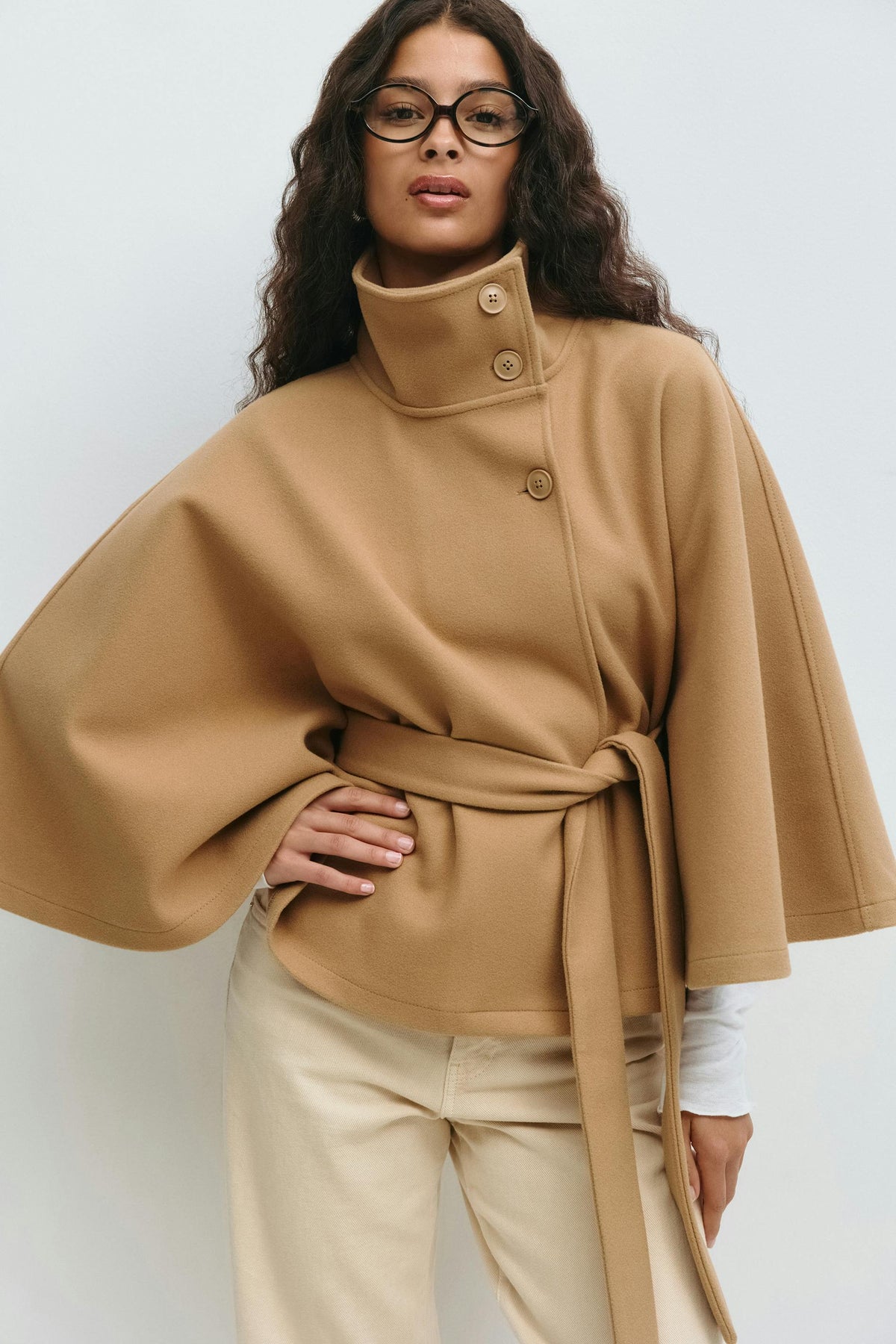 CÉLIANE | MANTEAU CAPE À CEINTURE POUR FEMMES