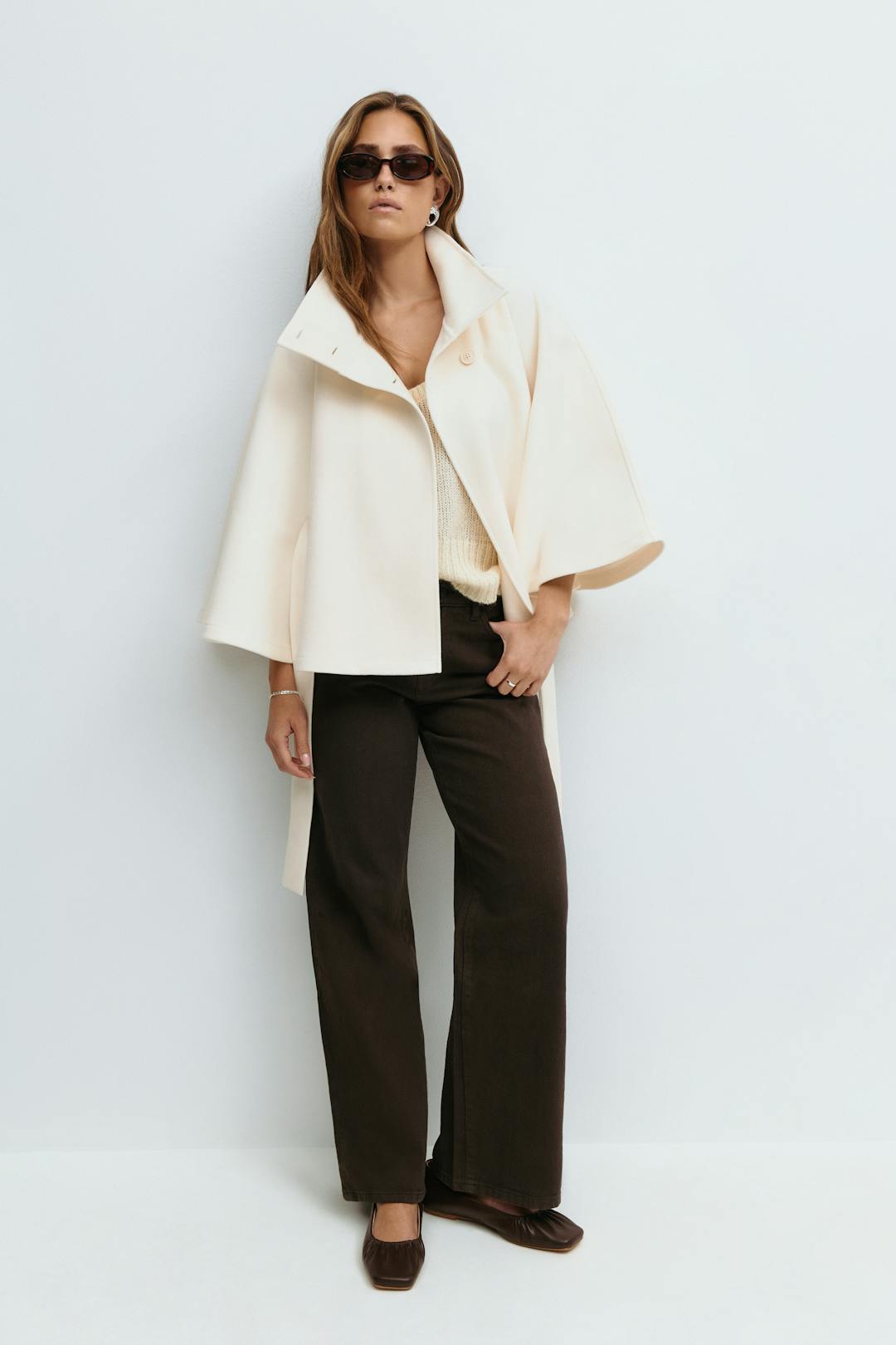 CÉLIANE | MANTEAU CAPE À CEINTURE POUR FEMMES