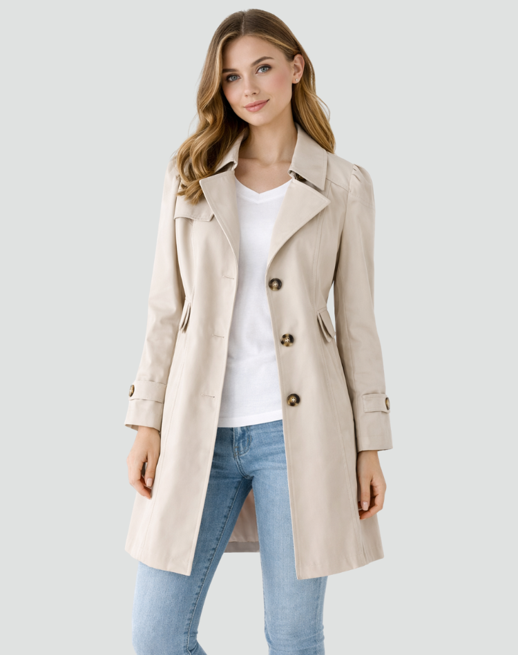 CÉLIANE | TRANCHÉE MANTEAU CLASSIQUE À REVERS POUR FEMMES