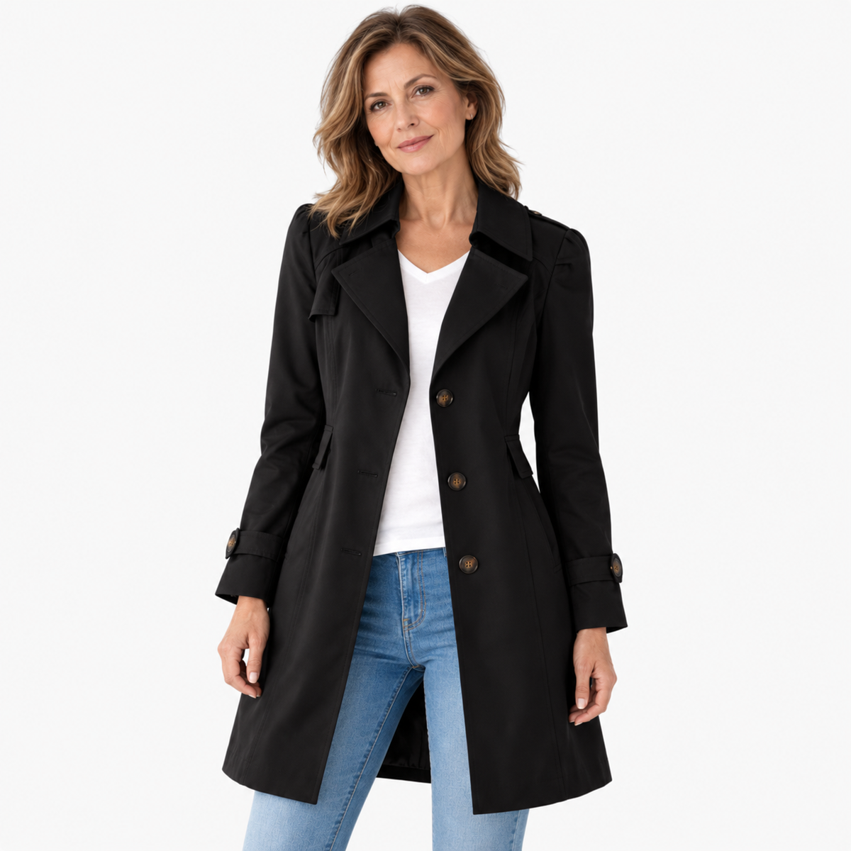 CÉLIANE | TRANCHÉE MANTEAU CLASSIQUE À REVERS POUR FEMMES