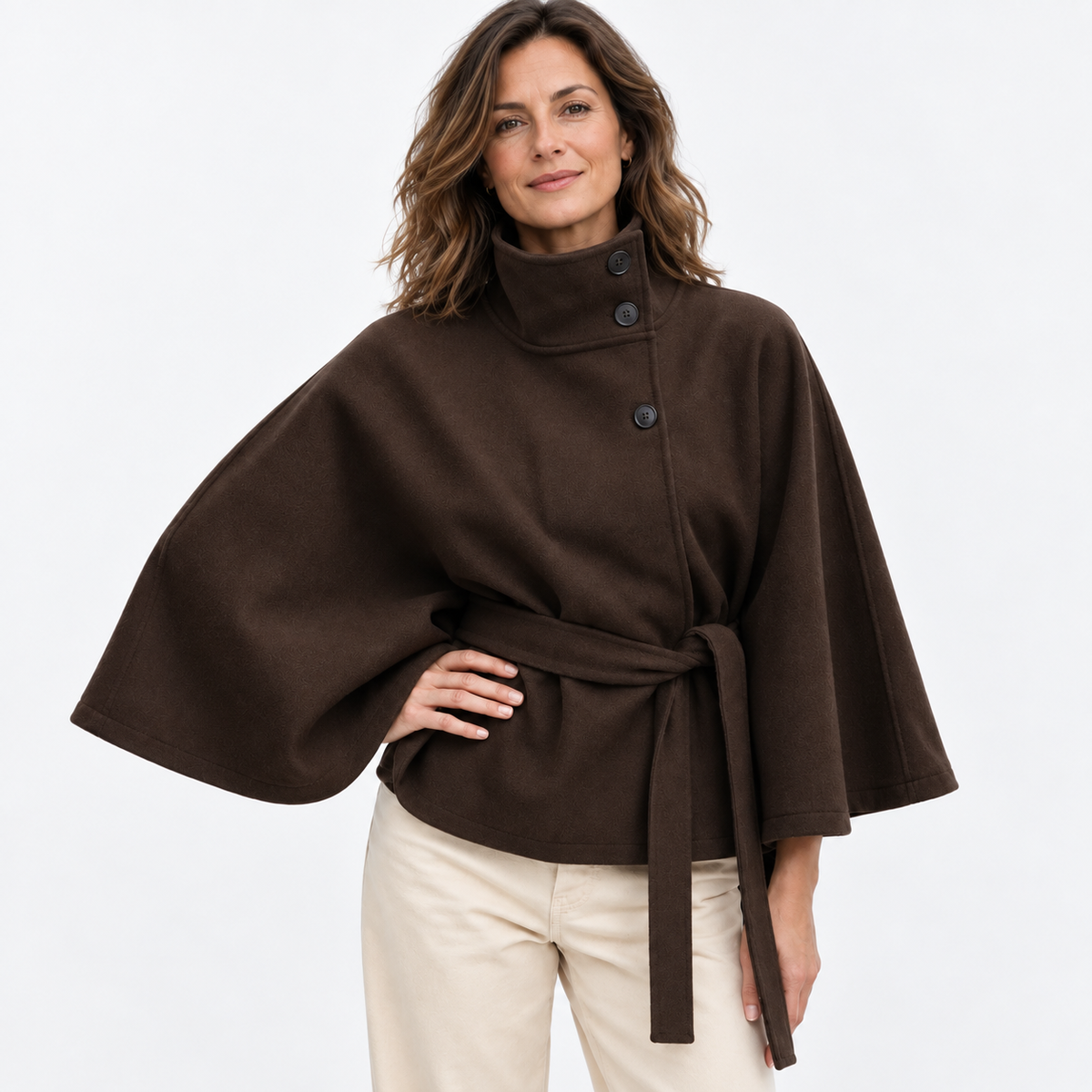 CÉLIANE | MANTEAU CAPE À CEINTURE POUR FEMMES