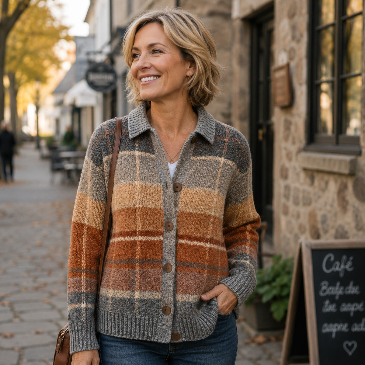 CÉLIANE | GILET À CARREAUX CHIC POUR FEMMES