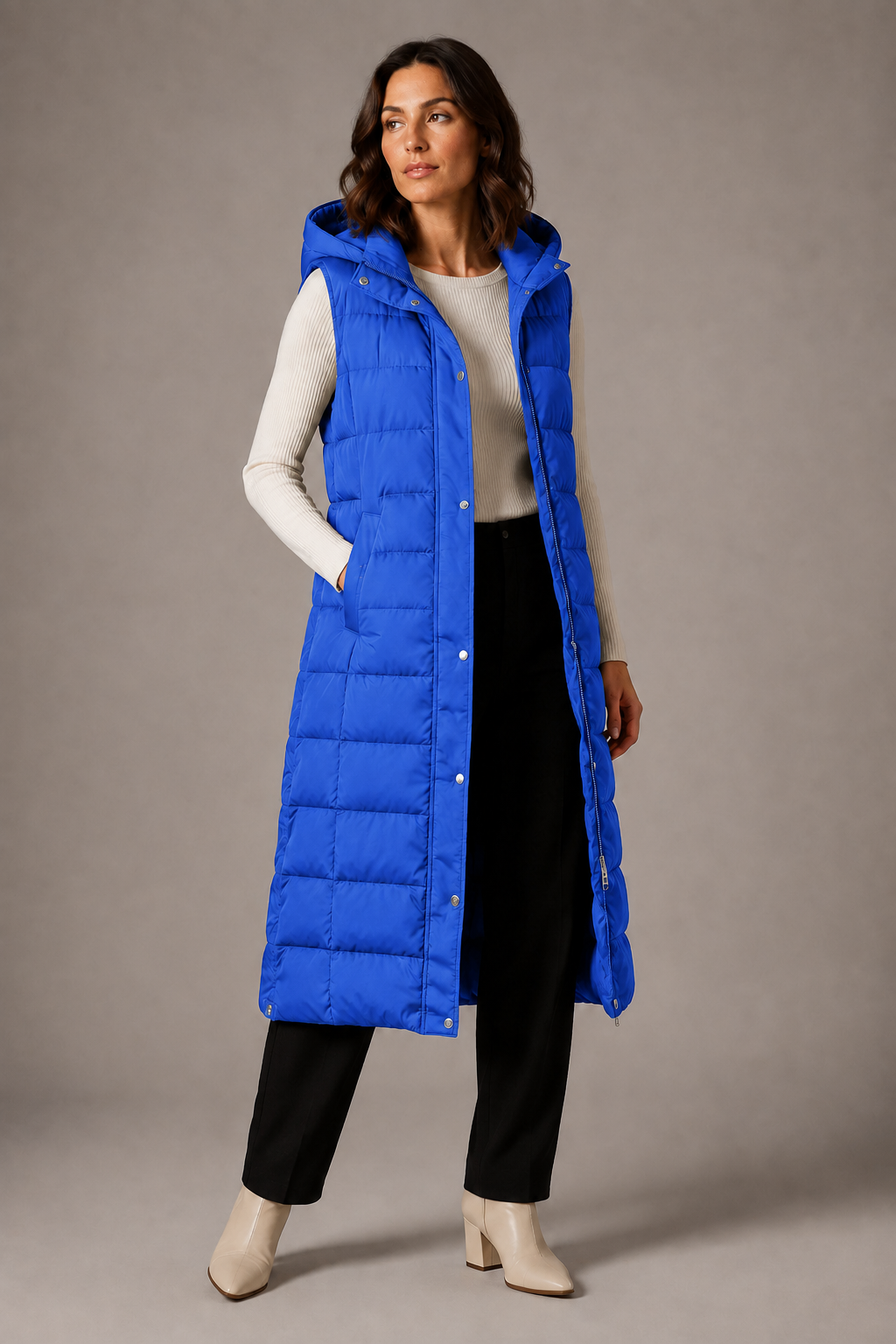 CÉLIANE | GILET LONGUE À CAPUCHE POUR FEMMES