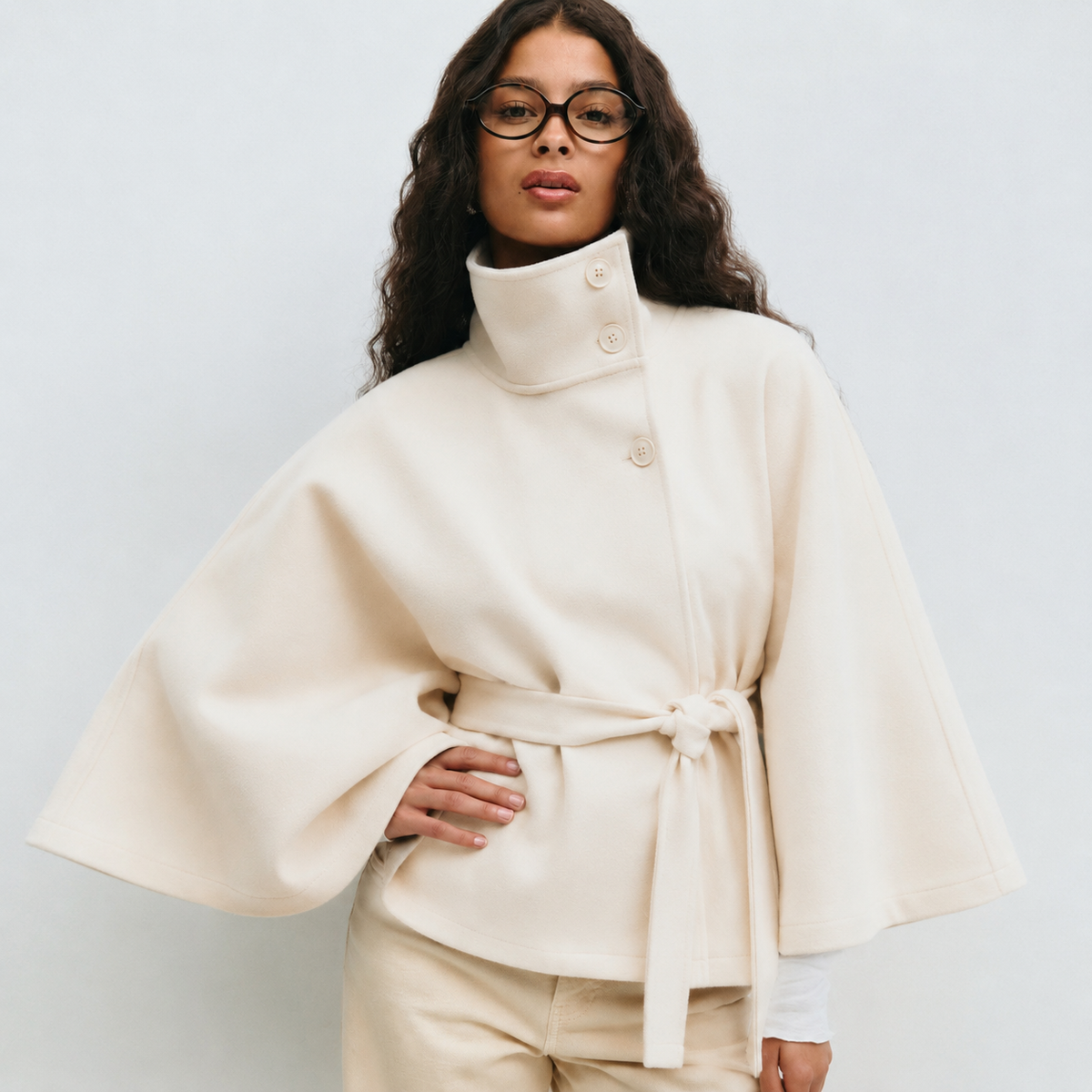 CÉLIANE | MANTEAU CAPE À CEINTURE POUR FEMMES