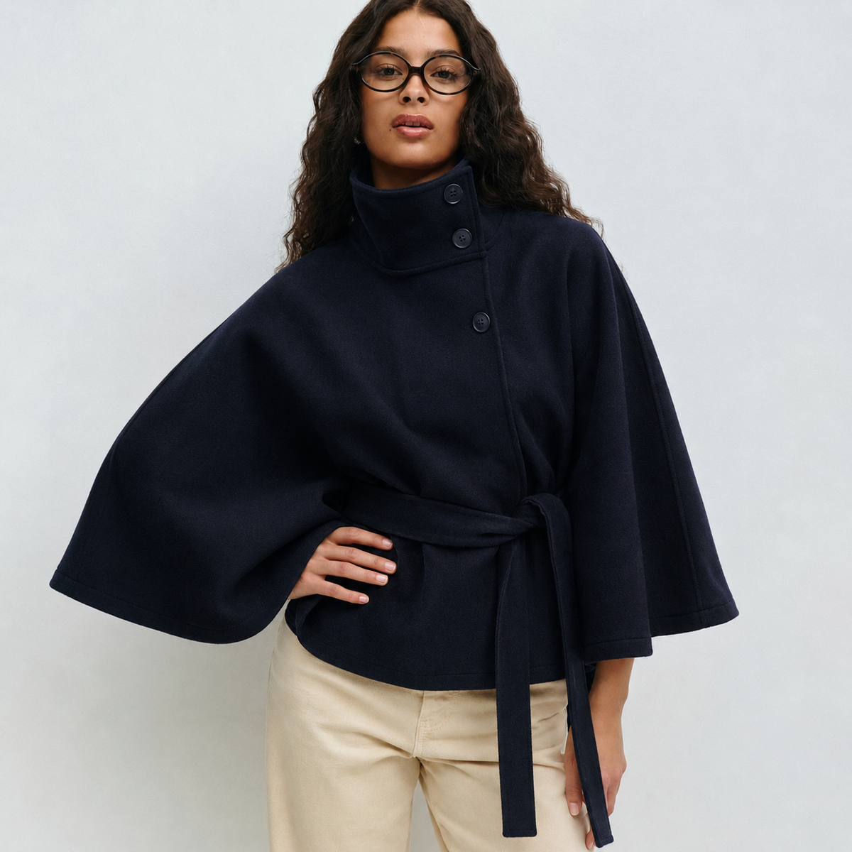 CÉLIANE | MANTEAU CAPE À CEINTURE POUR FEMMES