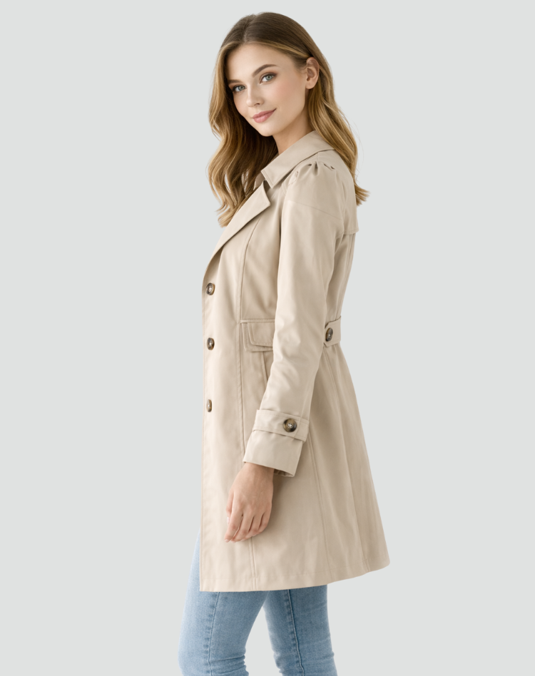 CÉLIANE | TRANCHÉE MANTEAU CLASSIQUE À REVERS POUR FEMMES