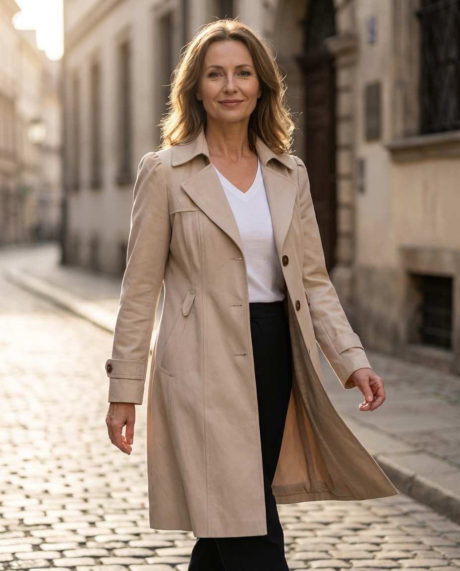 CÉLIANE | MANTEAU LONG ANCIENNE ÉLÉGANT POUR FEMMES