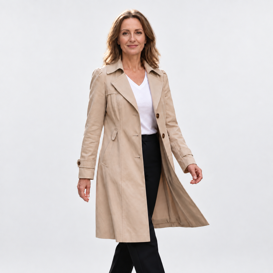 CÉLIANE | MANTEAU LONG ANCIENNE ÉLÉGANT POUR FEMMES