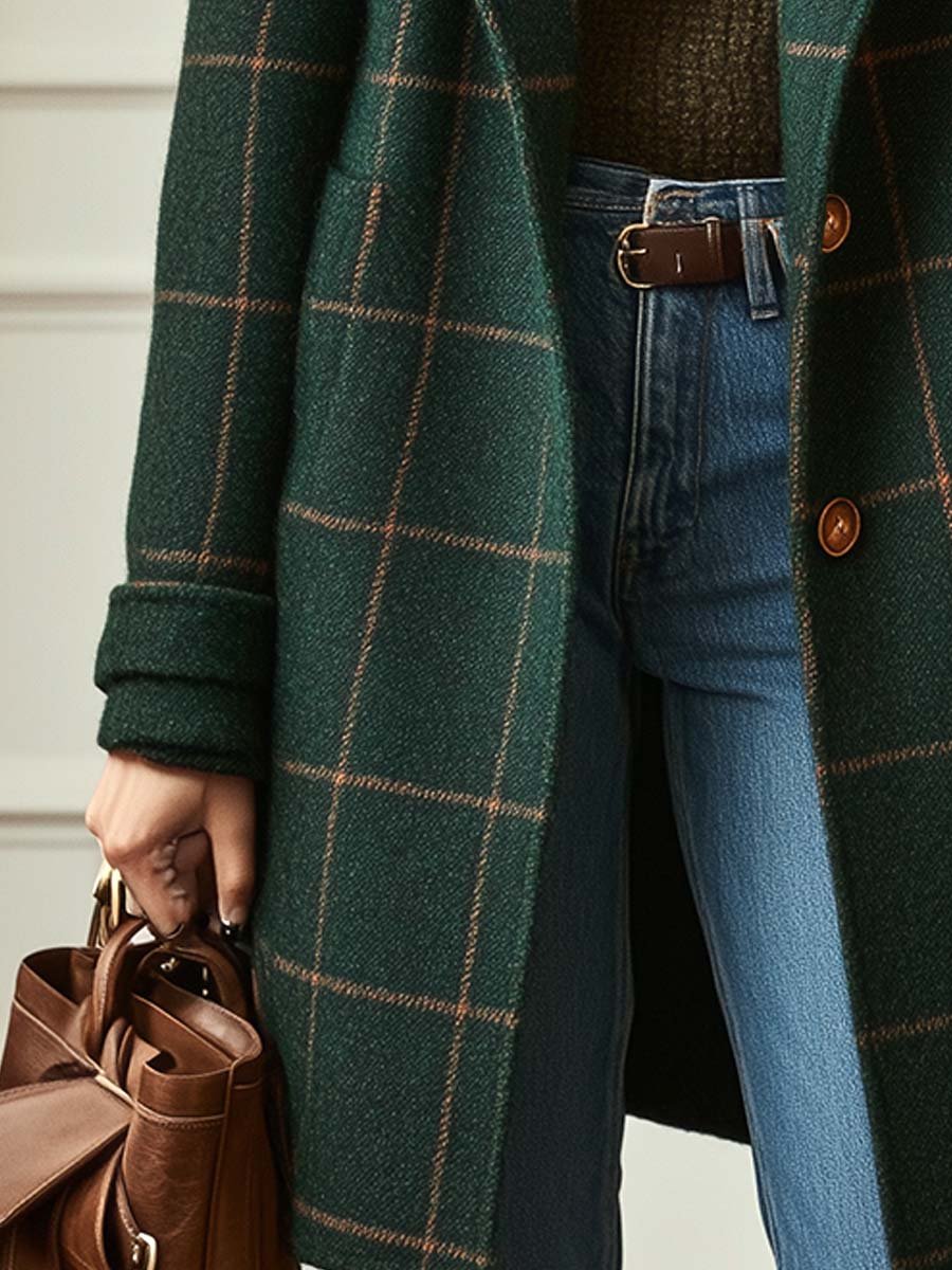 CÉLIANE | MANTEAU À CARREAUX POUR FEMMES